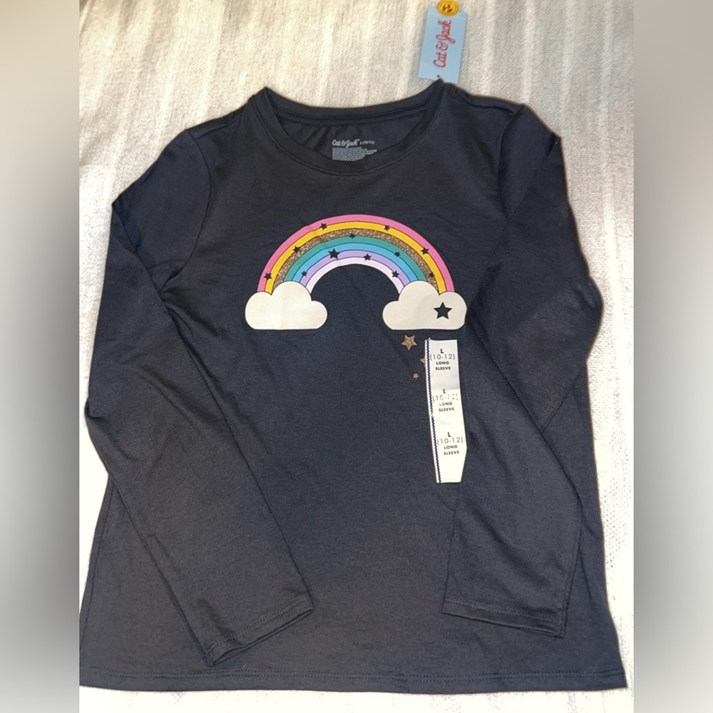 NWT Cat & Jack Girls' Long Sleeve 'Rainbow' Graphic
Charcoal Size Large